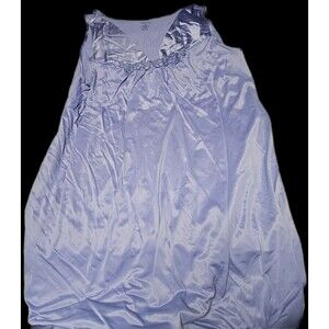 Vintage Vanity Fair Nylon Nightgown Satin Trim Silky Size XL Chemise Purple
